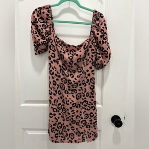 Buddy Love Pink Cheetah prong puff sleeve dress